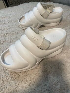 UGG White Platform Slide Clogs